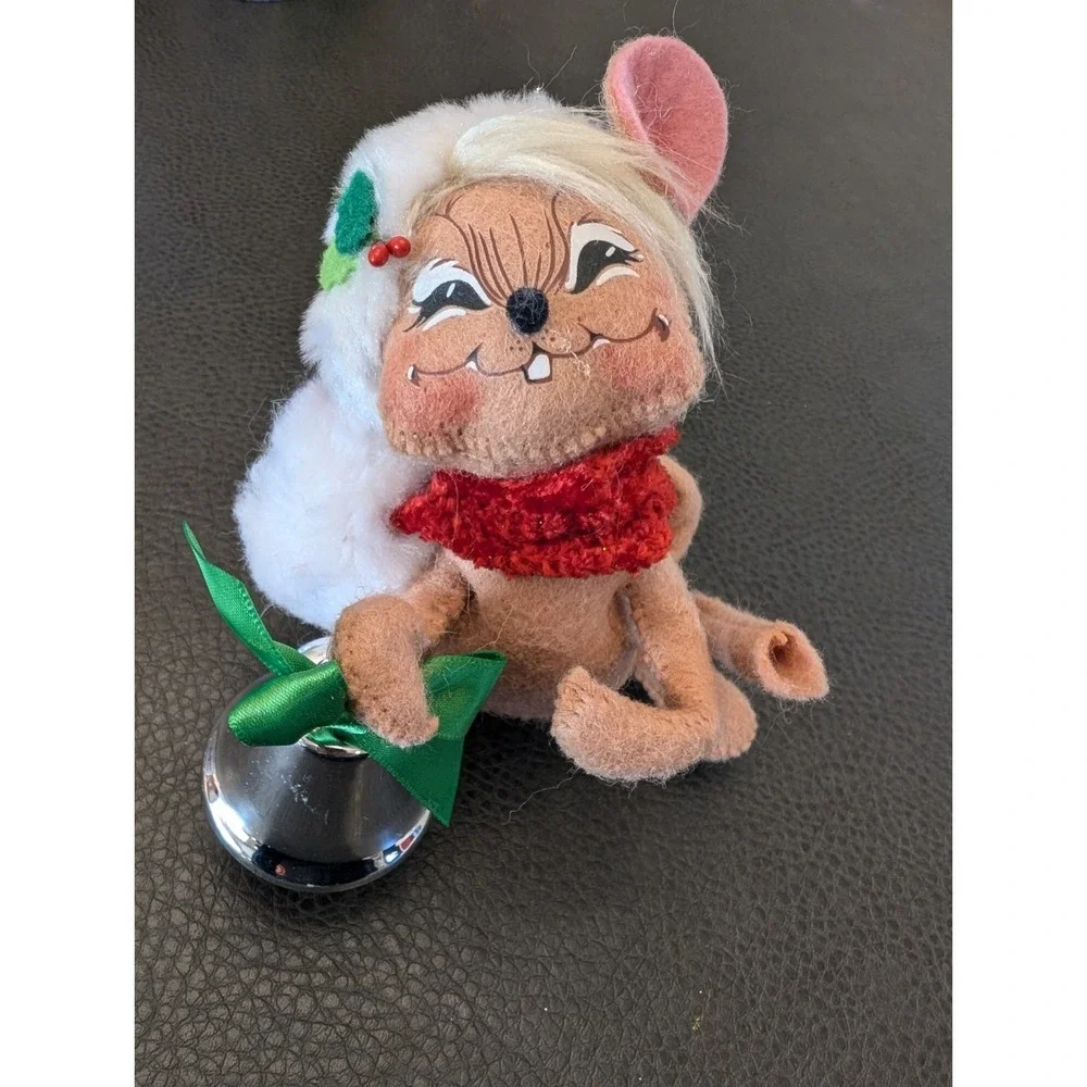 Annalee Red Harlequin Elf 2007 & Jingle Bell Girl Mouse Shelf Sitter Bendable